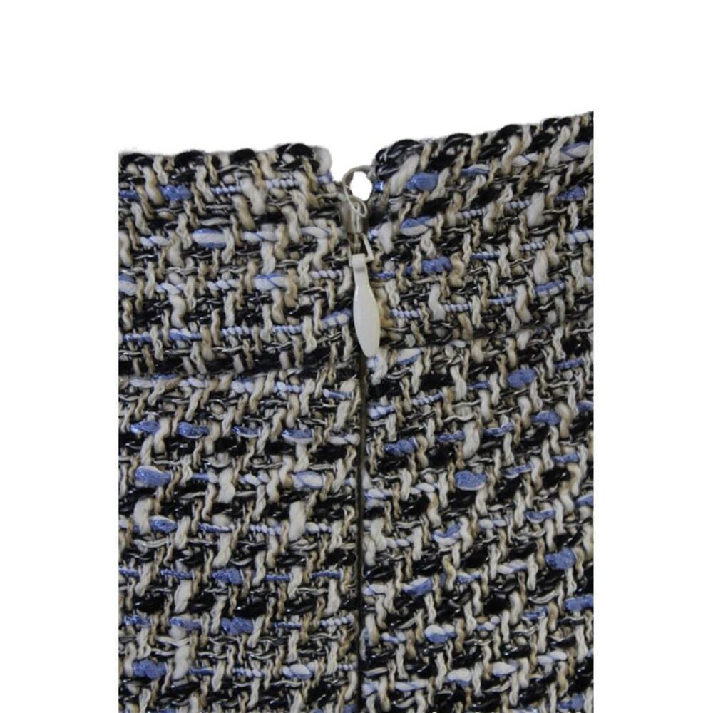 J Crew Womens Back Zip Knee Length Tweed Pencil Skirt White Blue Size 4 - Picture 4 of 7